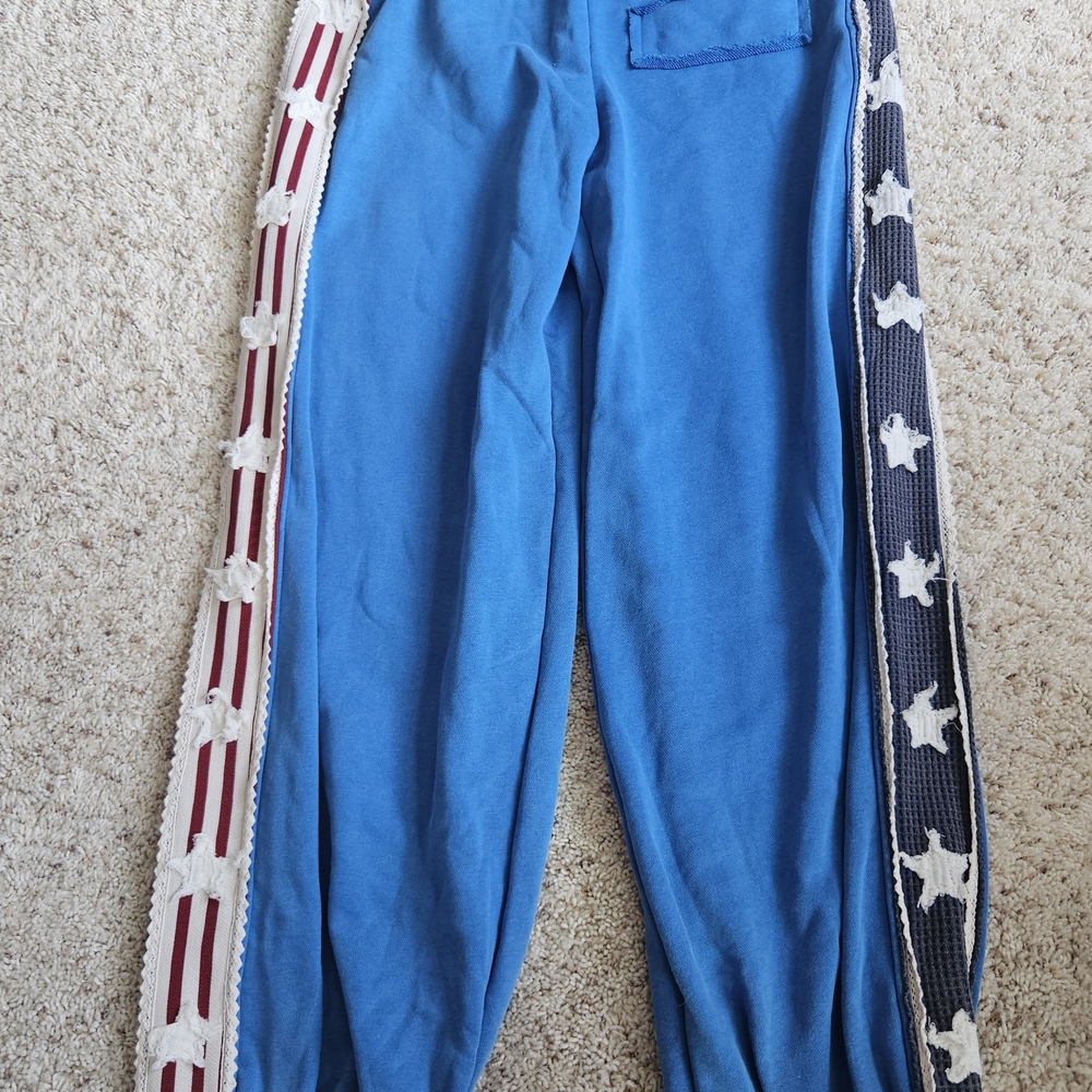 POL Blue Kids Sweatpants with Red & White Star-Stripe Side Trim